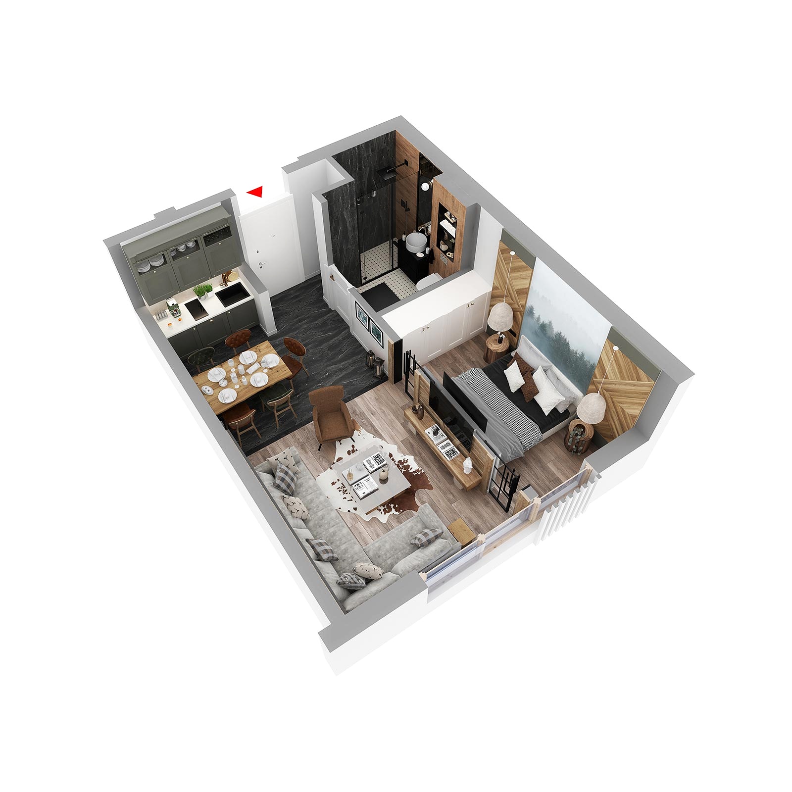 3D prikaz: apartman A.01, Lamela B5