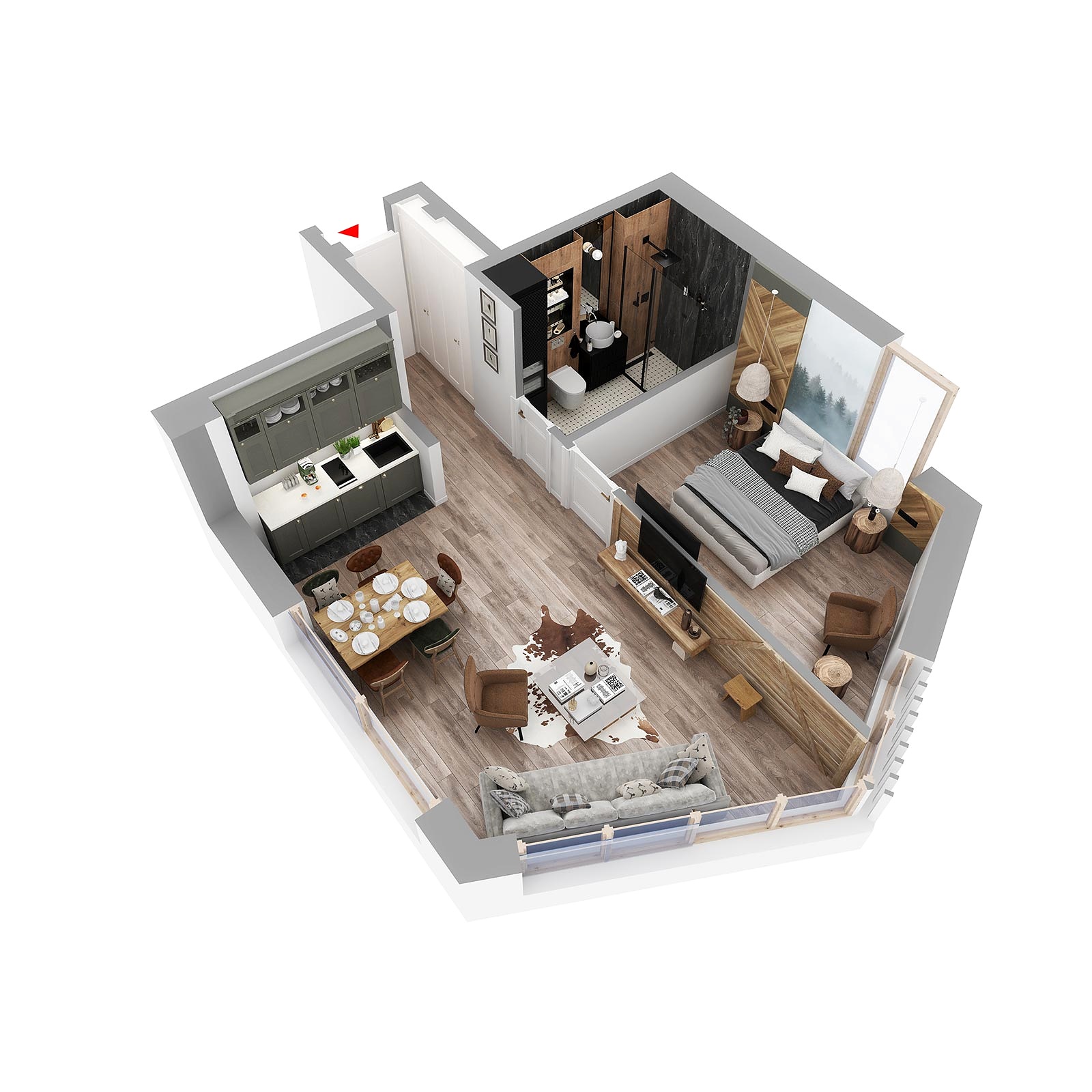 3D prikaz: apartman A.27, Lamela B5