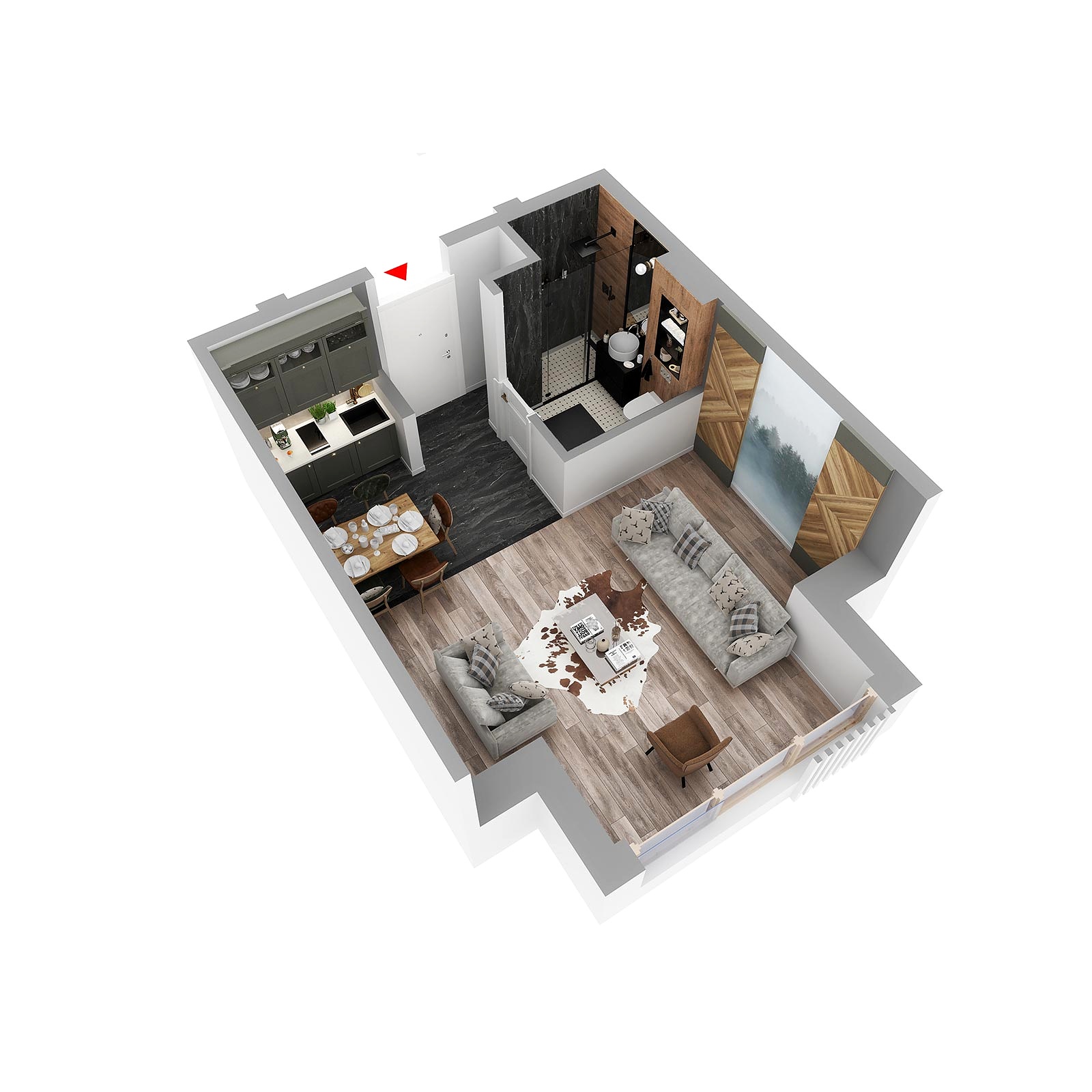 3D prikaz: apartman A.30, Lamela B5
