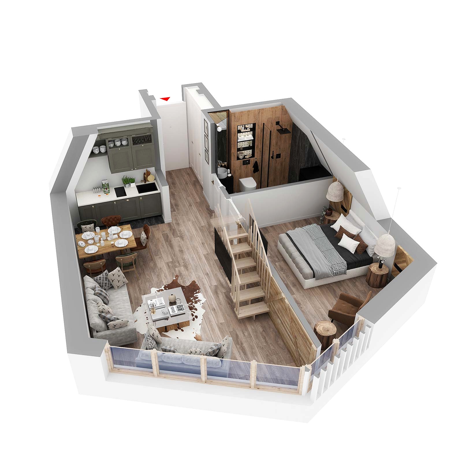 3D prikaz: apartman A.38, Lamela B4