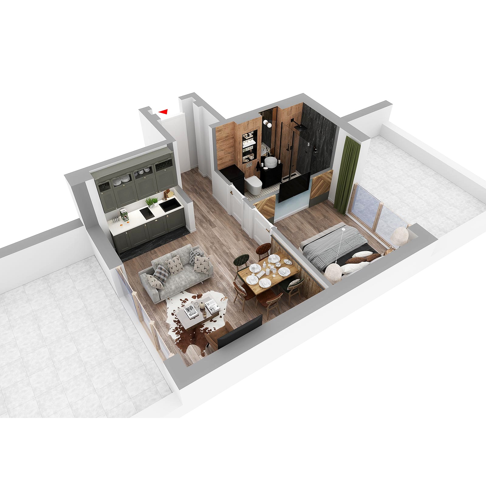 3D prikaz: apartman AS.03, Lamela B5