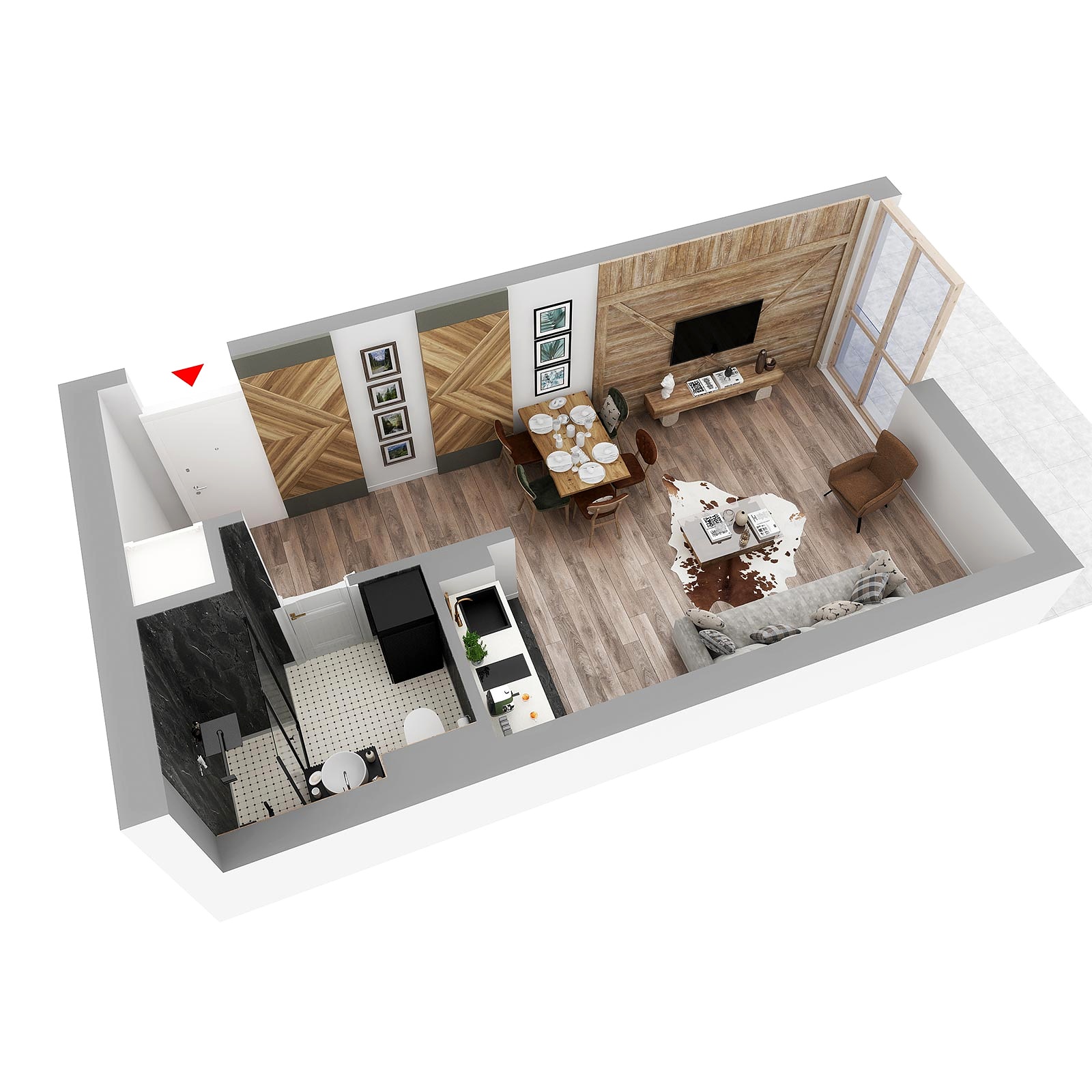3D prikaz: apartman AS.23, Lamela B5