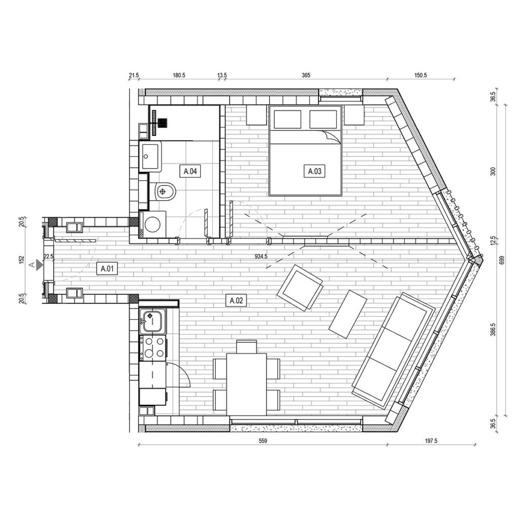 Osnova apartmana: apartman A.27, Lamela B5