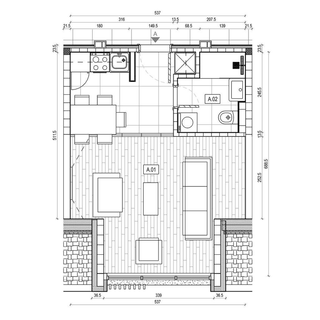 Osnova apartmana: apartman A.30, Lamela B5