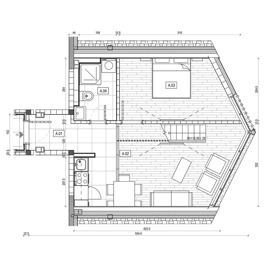 Osnova apartmana: apartman A.38, Lamela B4