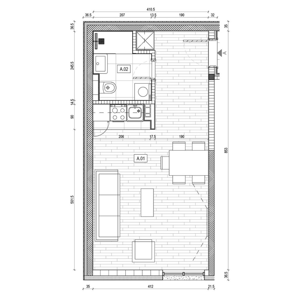 Osnova apartmana: apartman AS.23, Lamela B5