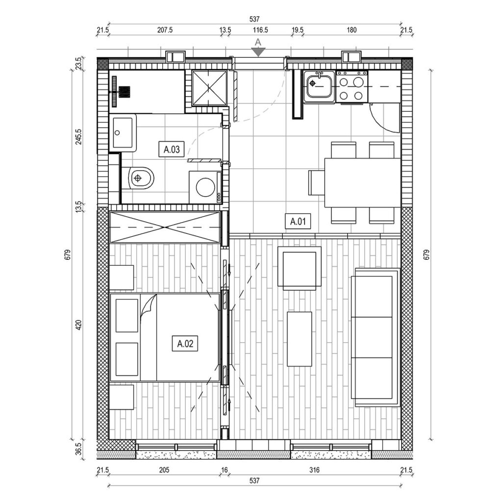 Osnova apartmana: apartman A.10, Lamela B5