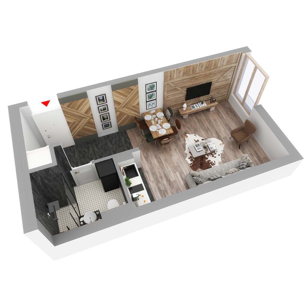 3D prikaz: apartman AS.09, Lamela B5