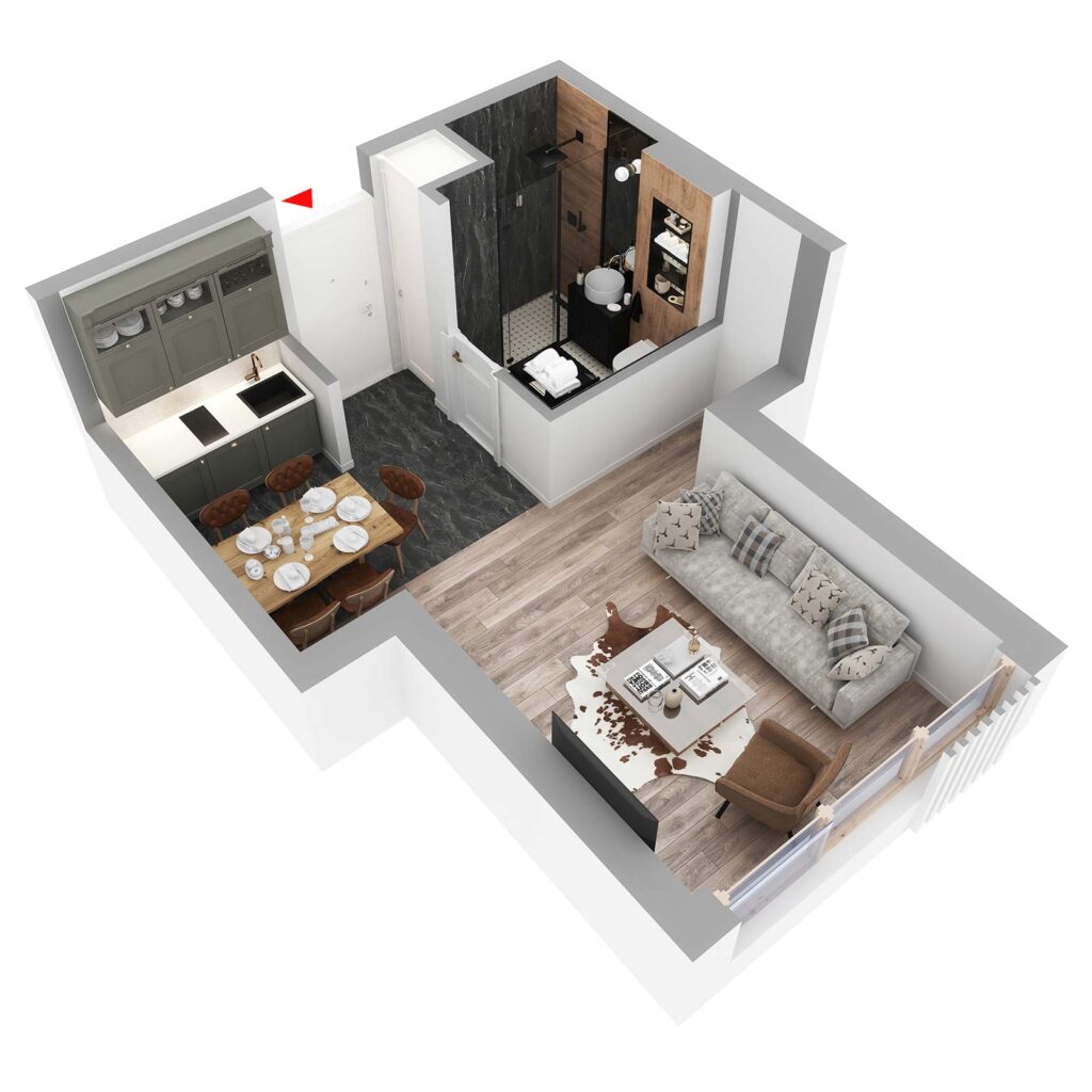3D prikaz: apartman A.36, Lamela B5