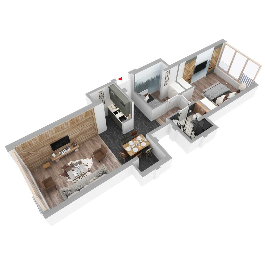 3D prikaz: apartman A.45, Lamela B5