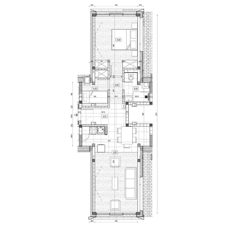 Osnova apartmana: apartman A.45, Lamela B5